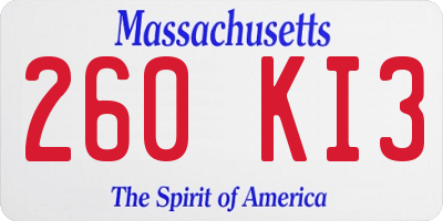 MA license plate 260KI3