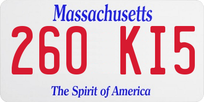MA license plate 260KI5