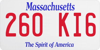 MA license plate 260KI6