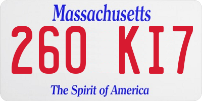 MA license plate 260KI7