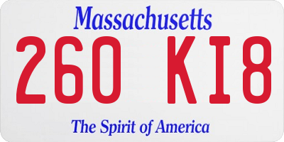 MA license plate 260KI8