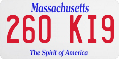 MA license plate 260KI9