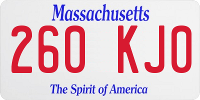 MA license plate 260KJ0