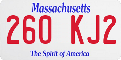MA license plate 260KJ2