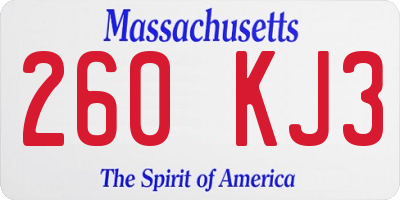 MA license plate 260KJ3