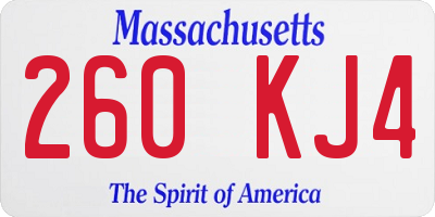 MA license plate 260KJ4