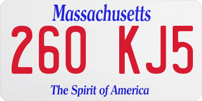 MA license plate 260KJ5