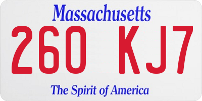 MA license plate 260KJ7