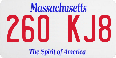 MA license plate 260KJ8