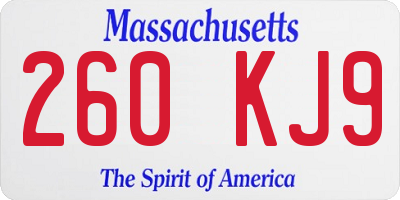 MA license plate 260KJ9