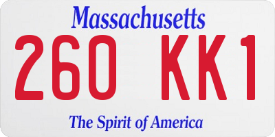 MA license plate 260KK1