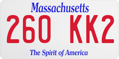 MA license plate 260KK2