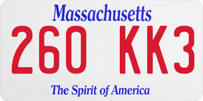 MA license plate 260KK3