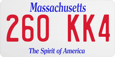 MA license plate 260KK4