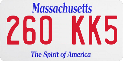 MA license plate 260KK5