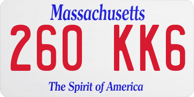 MA license plate 260KK6