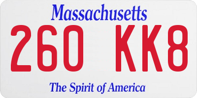 MA license plate 260KK8