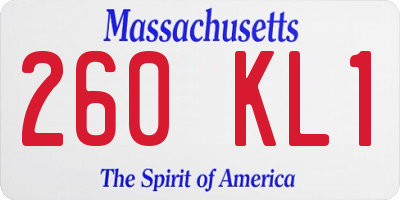 MA license plate 260KL1