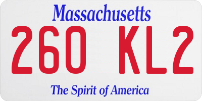 MA license plate 260KL2