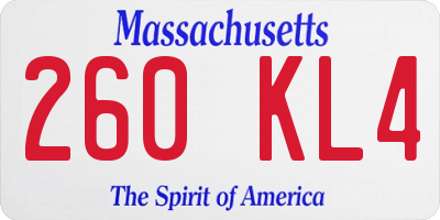 MA license plate 260KL4