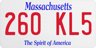 MA license plate 260KL5
