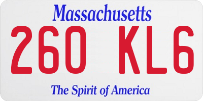 MA license plate 260KL6