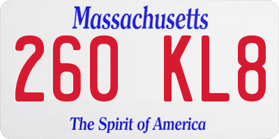 MA license plate 260KL8
