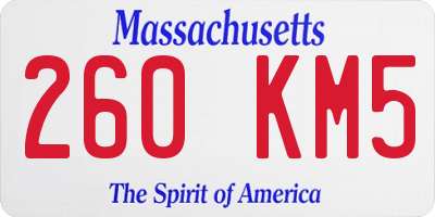MA license plate 260KM5