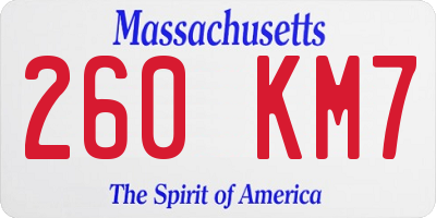 MA license plate 260KM7