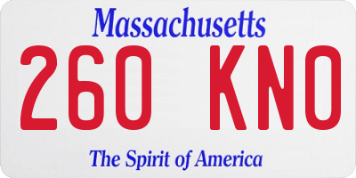 MA license plate 260KN0