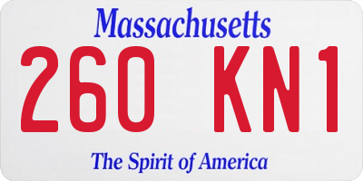 MA license plate 260KN1