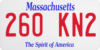 MA license plate 260KN2