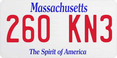MA license plate 260KN3