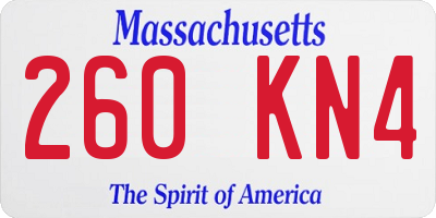 MA license plate 260KN4