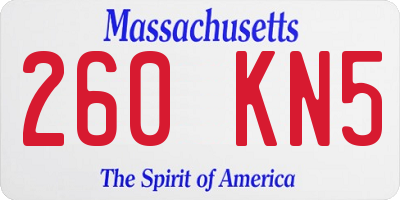MA license plate 260KN5
