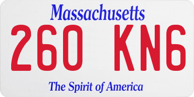 MA license plate 260KN6