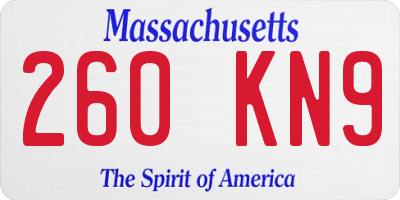 MA license plate 260KN9
