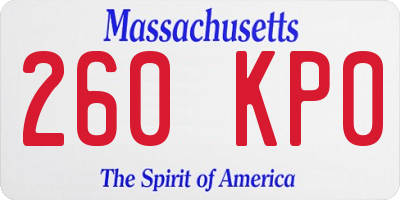 MA license plate 260KP0