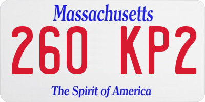 MA license plate 260KP2