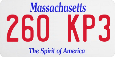 MA license plate 260KP3