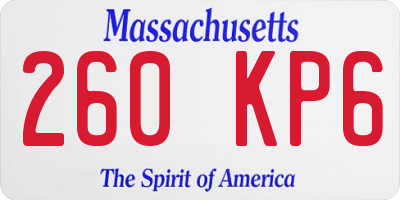 MA license plate 260KP6