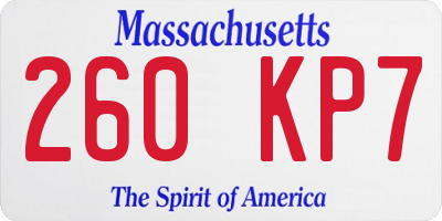 MA license plate 260KP7