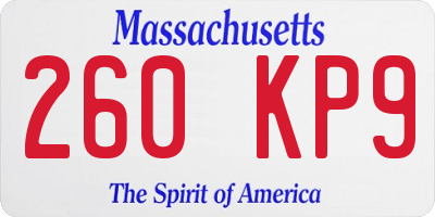 MA license plate 260KP9