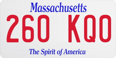 MA license plate 260KQ0