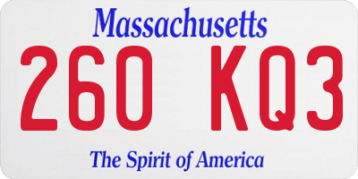 MA license plate 260KQ3
