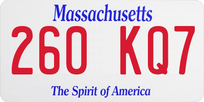 MA license plate 260KQ7