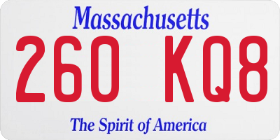 MA license plate 260KQ8