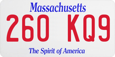 MA license plate 260KQ9