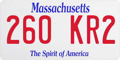 MA license plate 260KR2