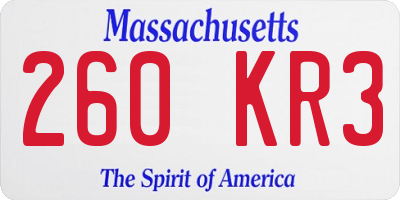 MA license plate 260KR3